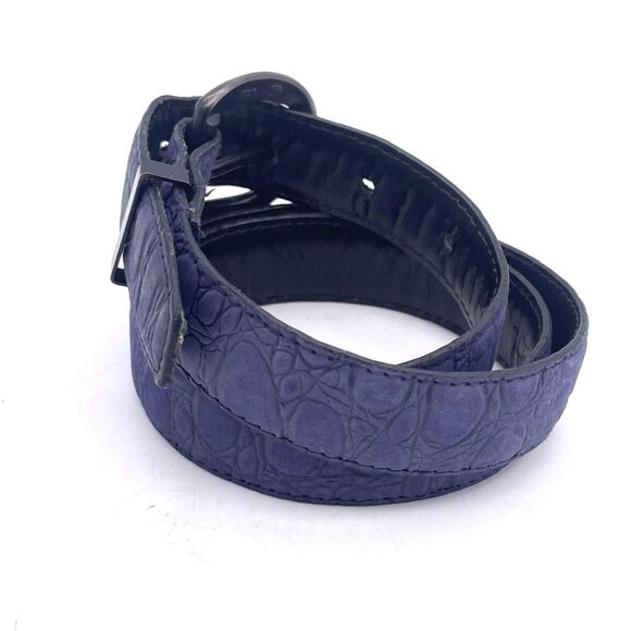 Just Jamie Women Italian Alligator Calfskin Leather Belt Bluish Size 28\